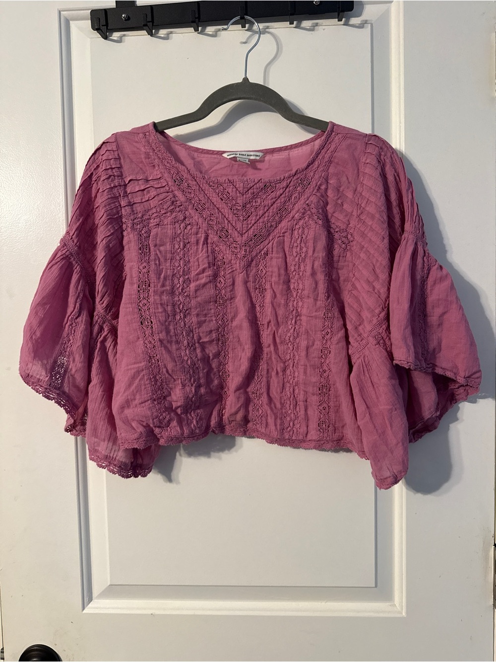 American Eagle Outfitters Mauve Pink Peasant Crop Top